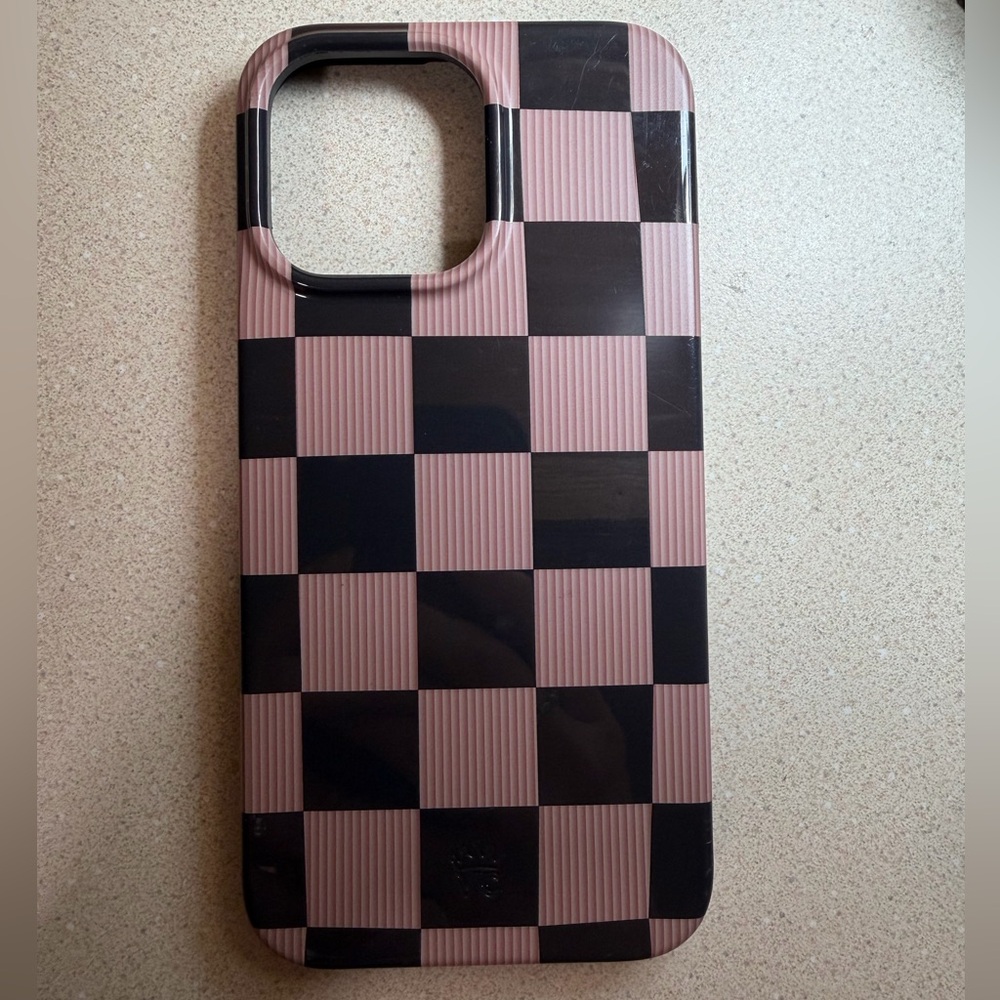 Velvet Caviar Mocha Vibe Checkered Phone Case - iPhone 14 Pro Max